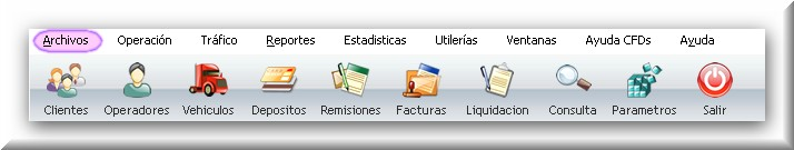 Menú Principal del Sistema de Facturación para Transporte